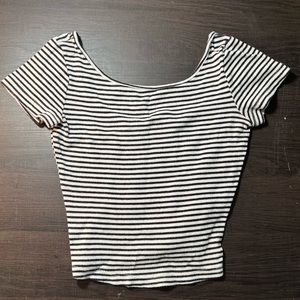 Super cute striped crop top with low cut back